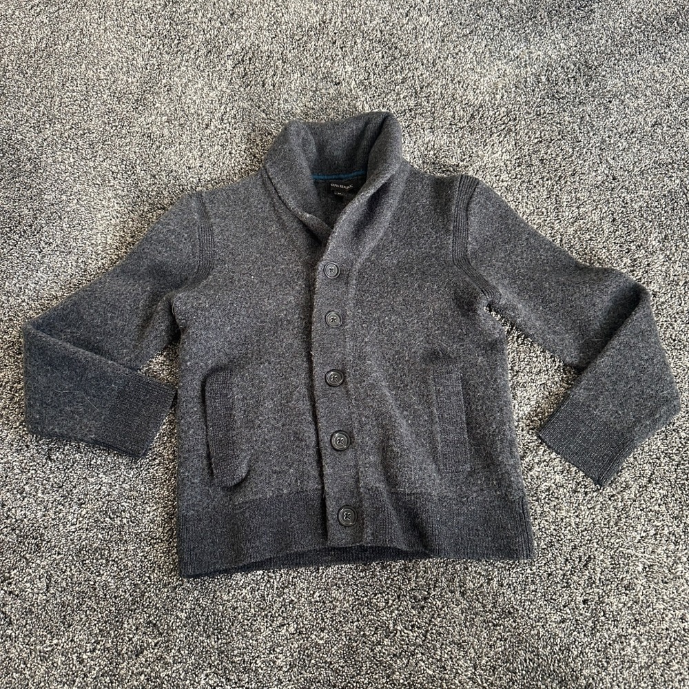 Banana Republic Dark Gray Button-Front Shawl Collar Cardigan